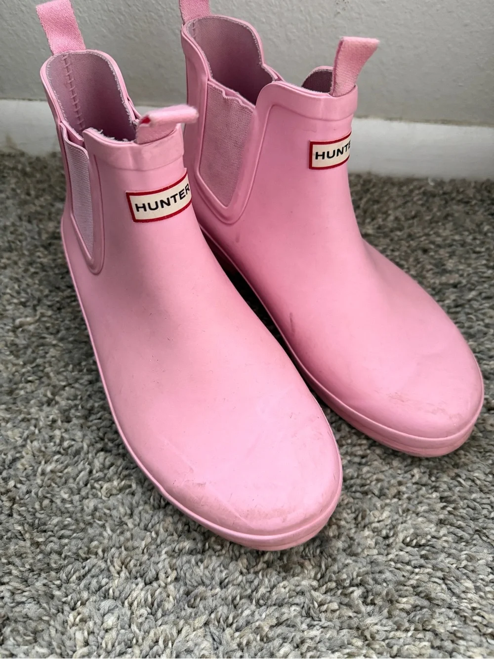 Hunter Original Chelsea Pink Rubber Ankle Rain Boots Kids UK 4 EU 37